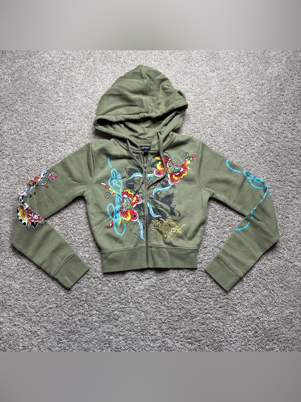 Ed Hardy Crop Zip Up Hoodie